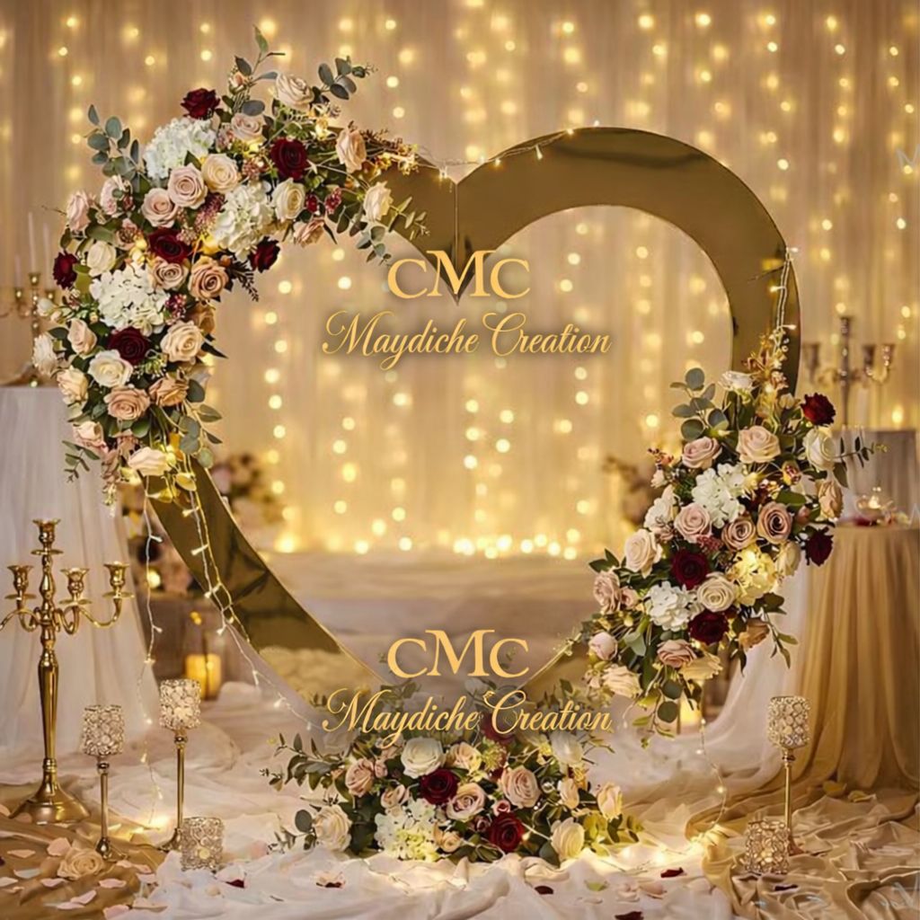 Luxury Gold Heart Backdrop Rental | Romantic Weddi