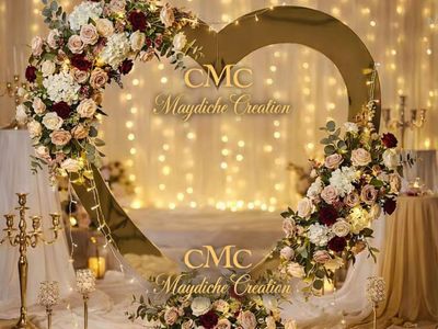 Luxury Gold Heart Backdrop Rental | Romantic Weddi