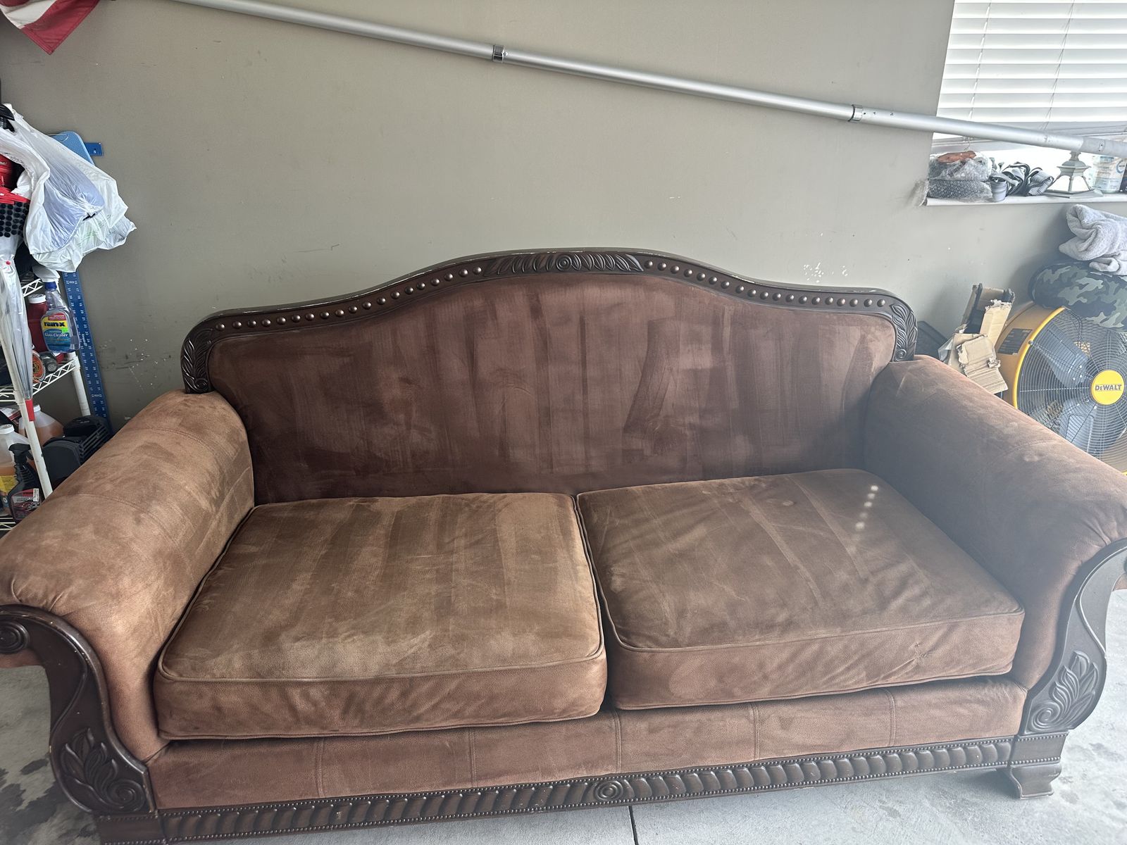 Brown Suede Loveseat