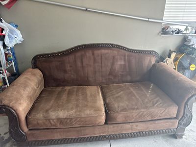 Brown Suede Loveseat