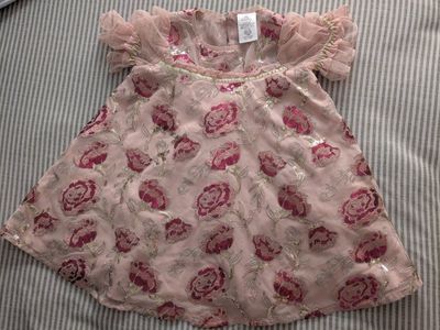 Disney Belle Rose Dress 4T Blush and Sequins