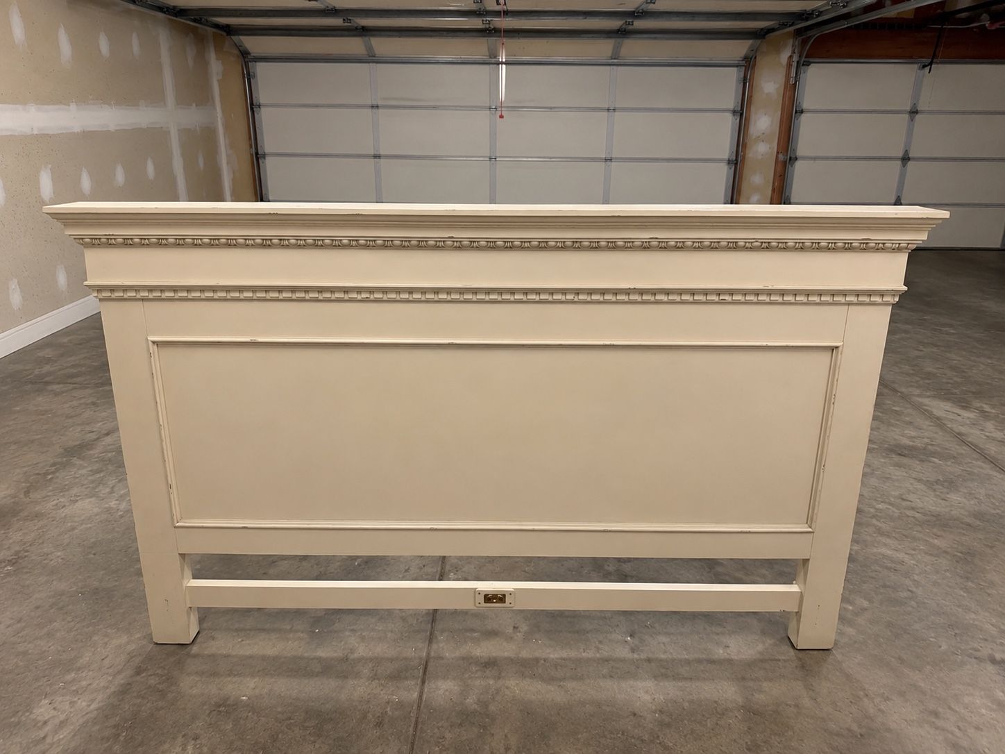 Huge King Size Custom Headboard - Detailed Crown Molding Cream