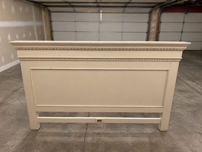 Huge King Size Custom Headboard - Detailed Crown Molding Cream