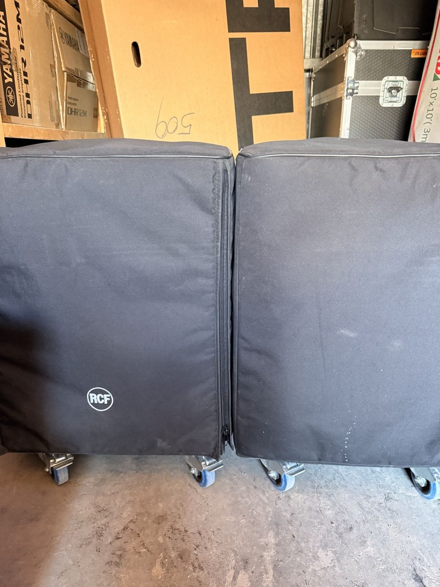 RCF SUB 8004-AS High Power Active Subwoofer PA Speaker - Pair with Covers & Wheels
