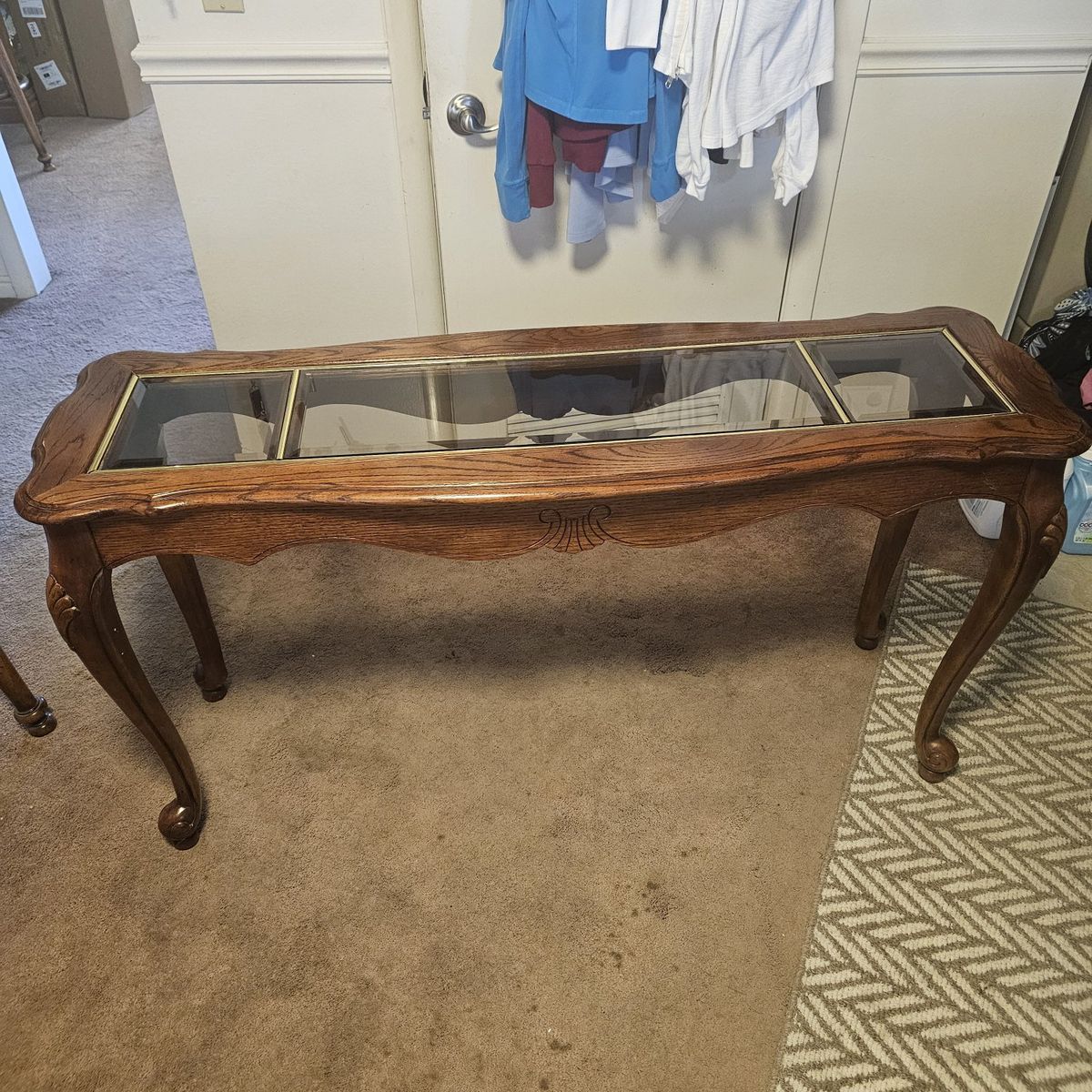 Oak and Glass Sofa Table