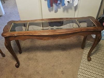 Oak and Glass Sofa Table