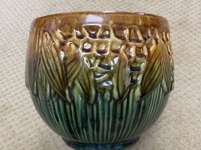 Early 1900's Gorgeous McCoy Glazed Jardiniere - Bee & Honeycomb Pattern