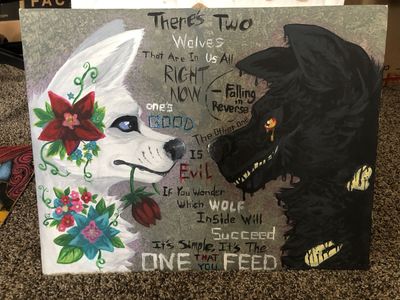 Unique "Two Wolves" Canvas Art - Original Painting, Falling in Reverse