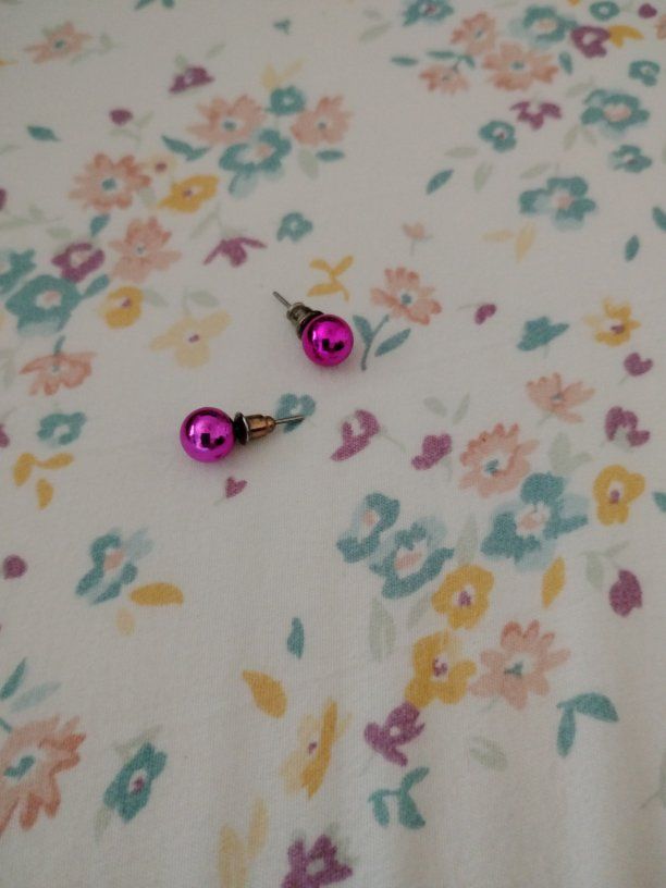 Magenta Pink Ball Stud Earrings - Small, Eye-catching Fashion Jewelry