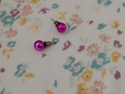 Magenta Pink Ball Stud Earrings - Small, Eye-catching Fashion Jewelry