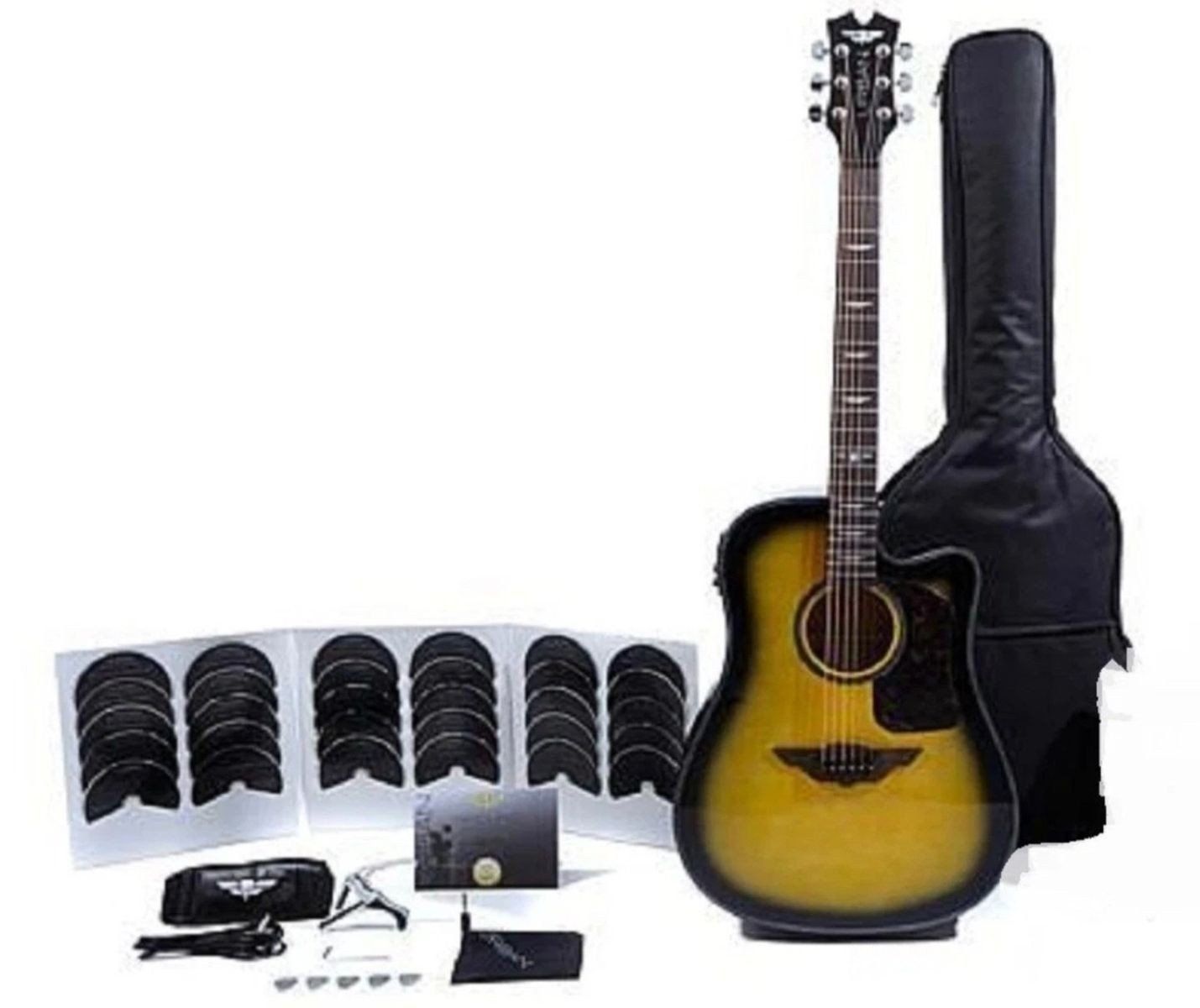 Keith Urban Player Acoustic Electric Guitar Ripcord Brazilian Burst Right 40pc Set. New