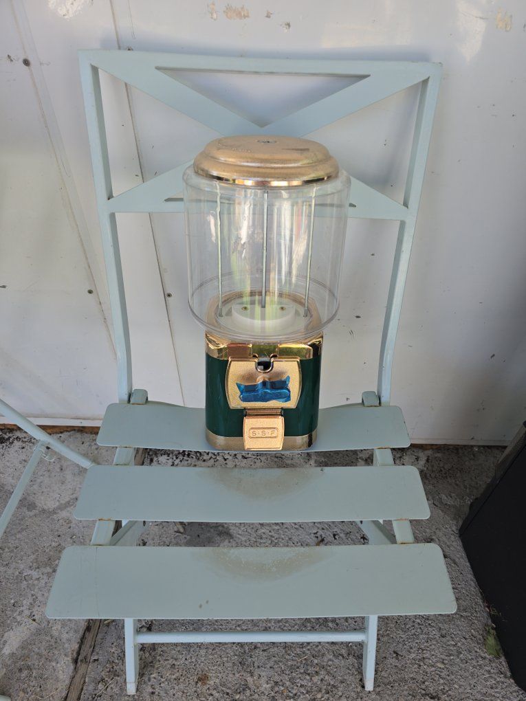 Vintage S.S.P. Green & Gold Gumball Machine Dispenser