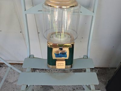Vintage S.S.P. Green & Gold Gumball Machine Dispenser