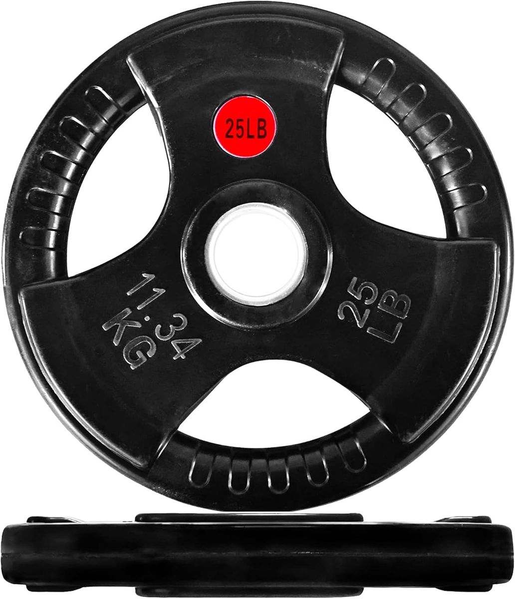 2 Inch Olympic Weight Plates, 2x 25 LB Plates for Home Gym Strength Training, Rubber Coate Design
