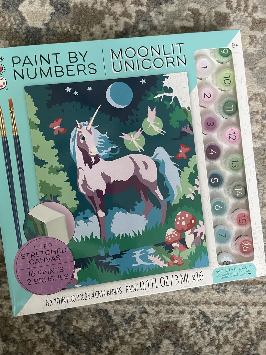 8x10” paint by numbers moonlit unicorn 