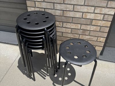 IKEA Marius Stacking Stools - Set of 8 Black Stools, Durable & Space-Saving Design