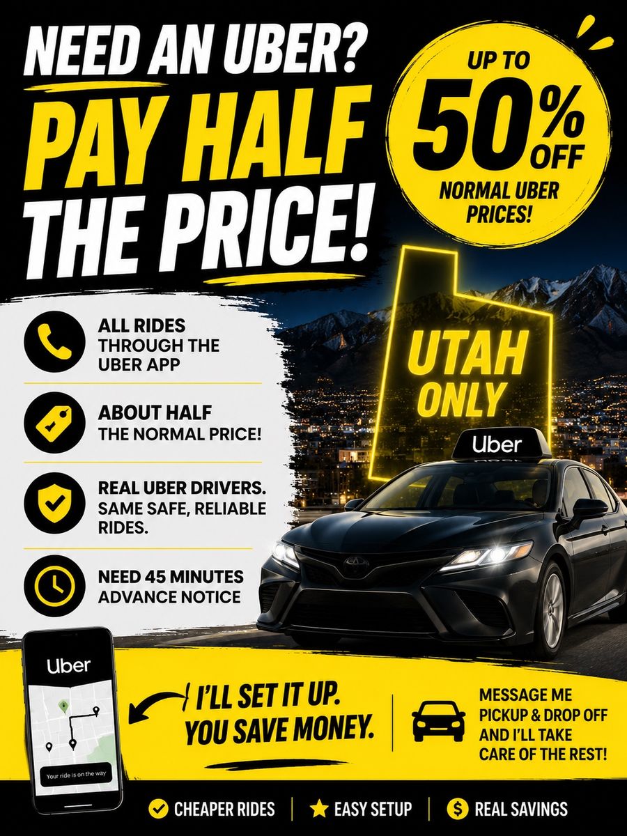NEED RIDES? UBERS 50% OFF?