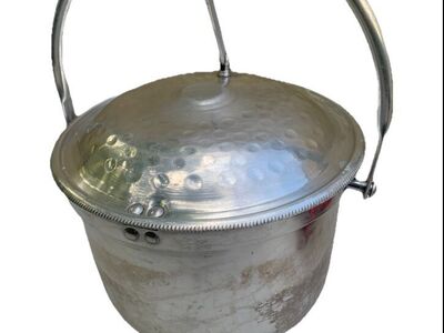 Vtg Hammered Metal Silver Ice Bucket Hinged