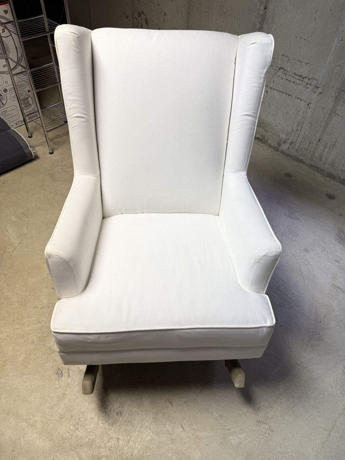 Pottery Barn Kids White Canvas Wingback Rocking Chair