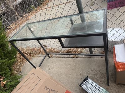 IKEA glass top computer desk