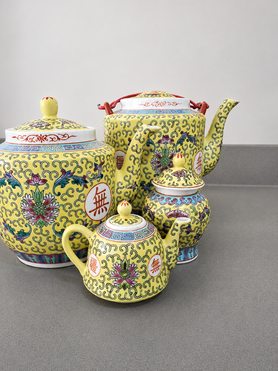 Vintage Handpainted Chinese Longevity Tea Service Set