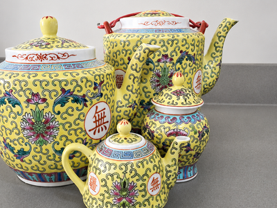 Vintage Handpainted Chinese Longevity Tea Service Set