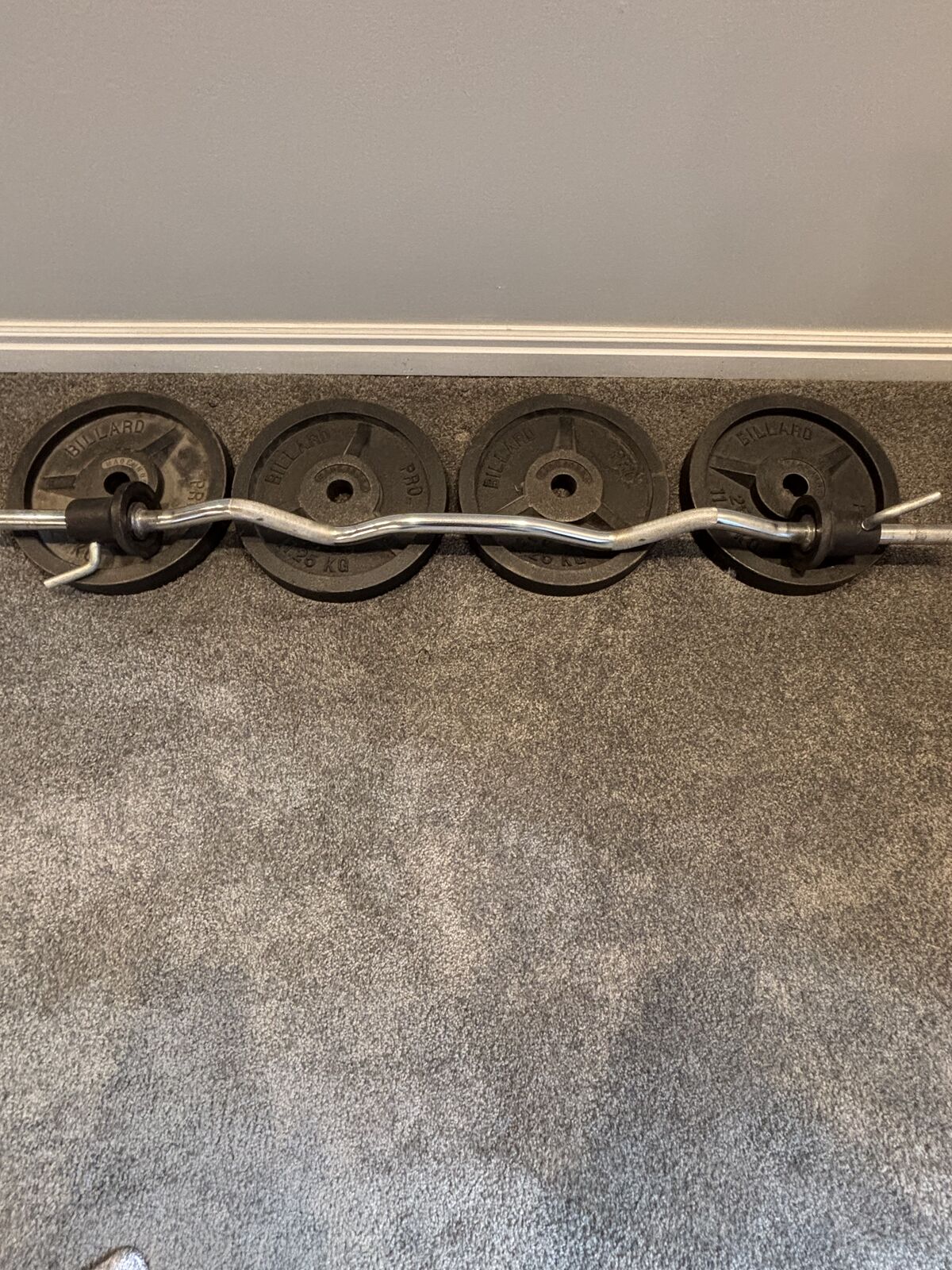 4- Billard Pro 25 Lb. Weight Discs / Curl Bar