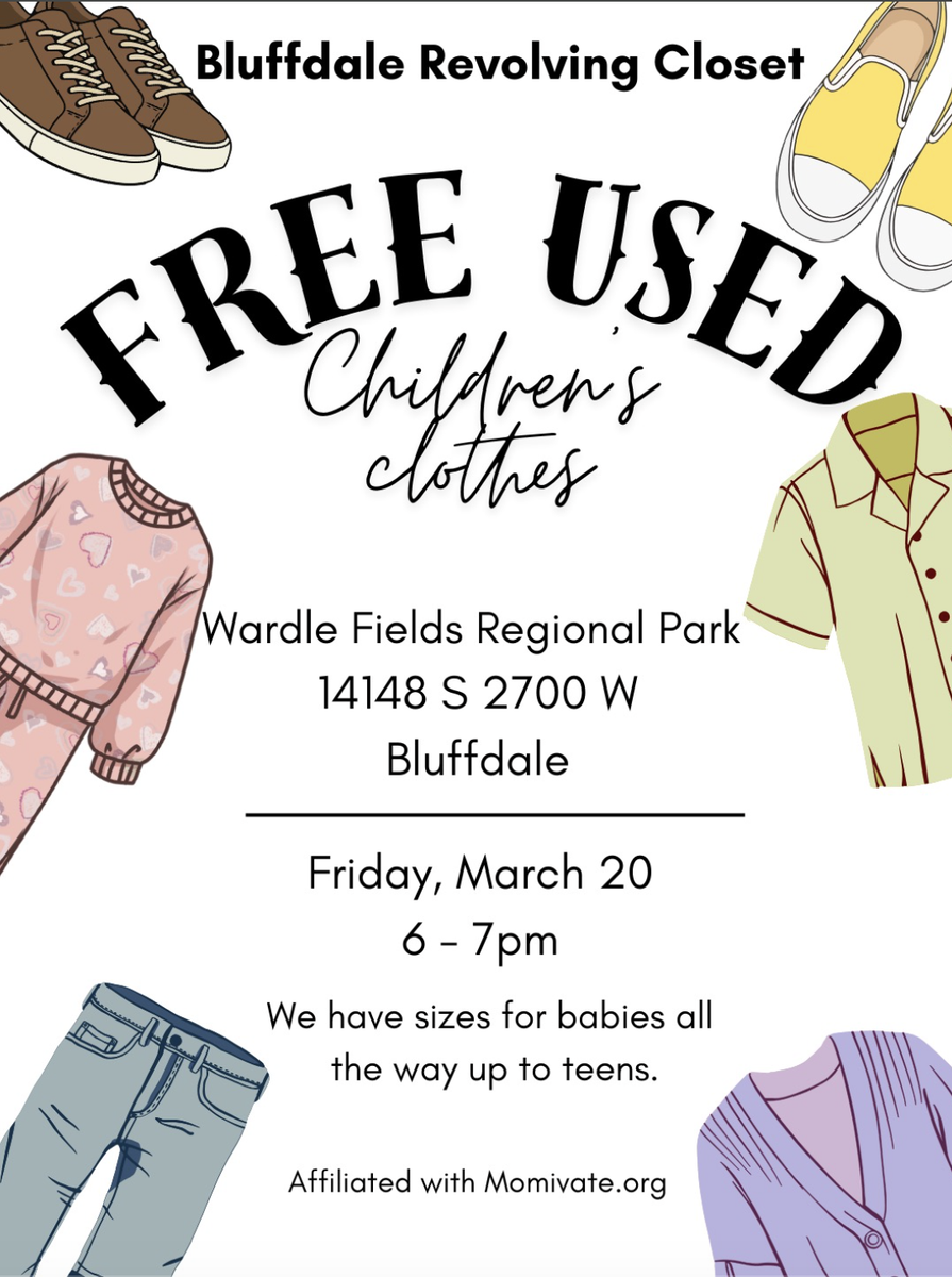 Free Used Clothing Event - Today (March 20) in Bluffdale
