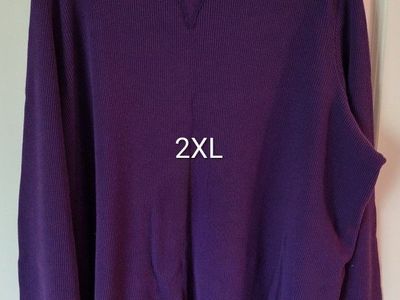 Purple Waffle Knit Long Sleeve Shirt - 2XL, Casual Comfort