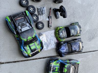 Traxxas Slash 4x4 VXL Ultimate! RC Car Lot - (Chassis, controller with link, 3 extra Bodies, Extra Wheels/Parts, battery, RTR