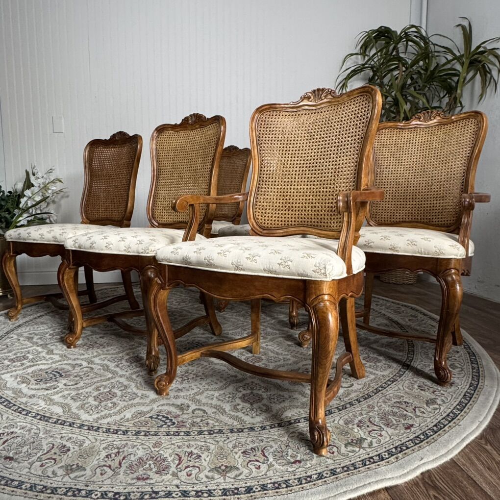 6 Double-Caned French Provincial Dining Chairs