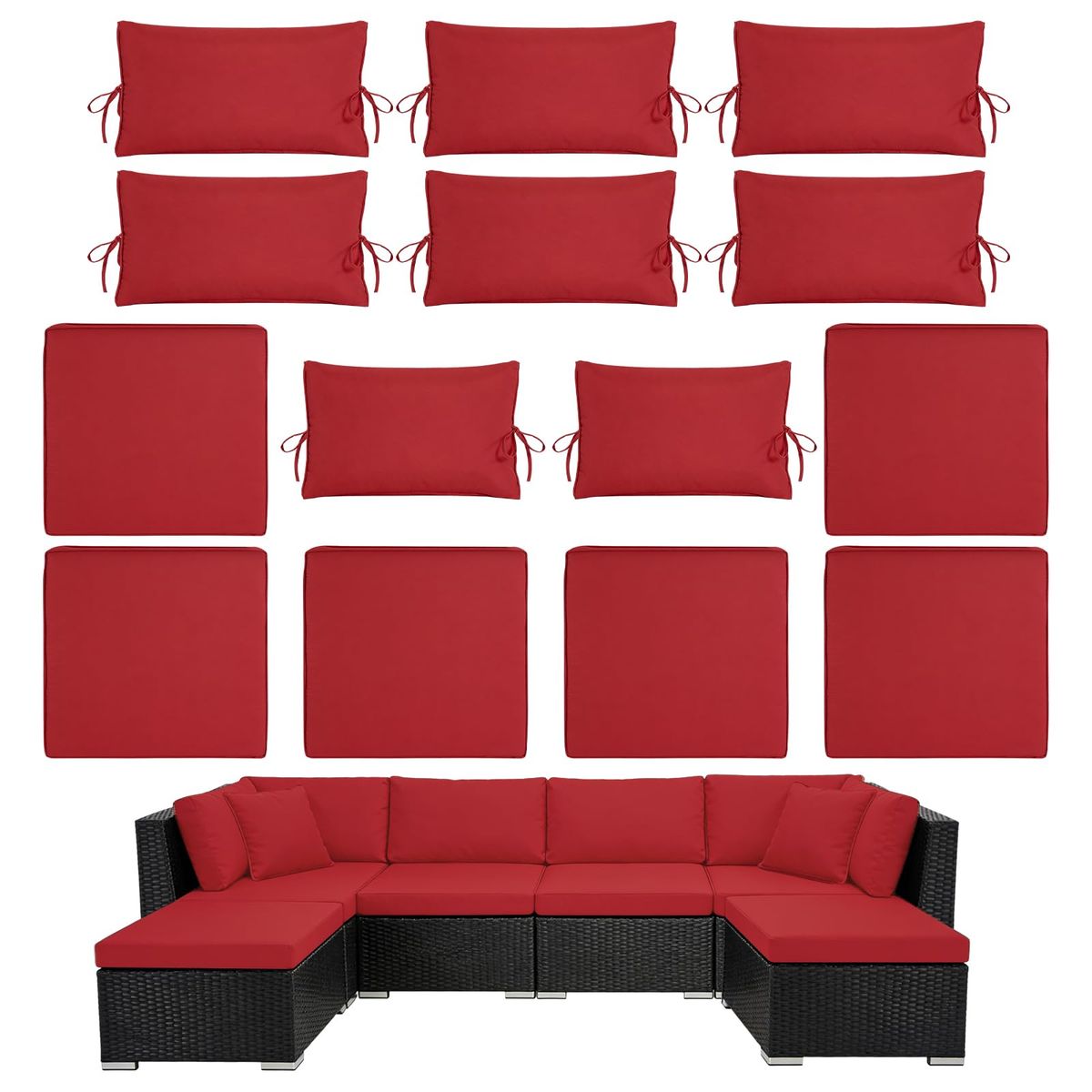 New 14PCS Outdoor Patio Furniture Cushion Covers, Waterproof & Sun-Resistant Zippered