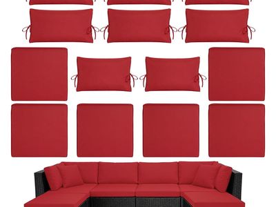 New 14PCS Outdoor Patio Furniture Cushion Covers, Waterproof & Sun-Resistant Zippered