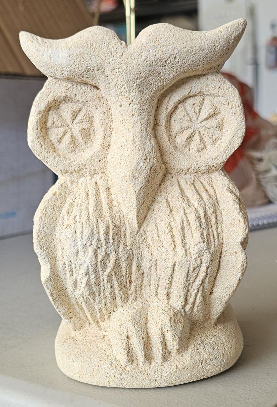 Hand-Carved Stone Owl Figurine - Unique Artistic Sculpture for Home Decor