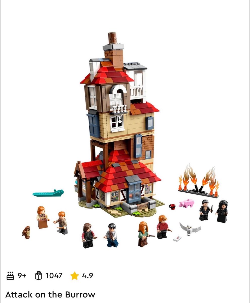 LEGO Harry Potter Attack on The Burrow 75980 Playset - 1047 Pieces, 9+ Age, Weasley Home