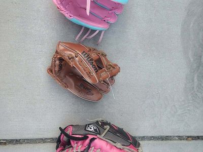youth baseball Softball tball mitts, like new