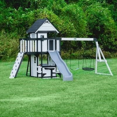 BRAND NEW IN BOX: Backyard Discovery Canyon Creek Wooden Swing Set (White) - missing slide