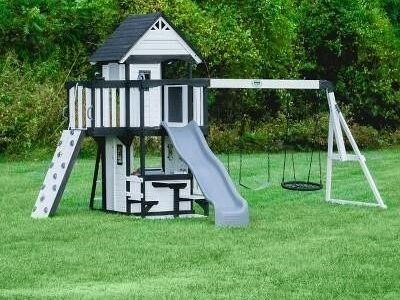 BRAND NEW IN BOX: Backyard Discovery Canyon Creek Wooden Swing Set (White) - missing slide