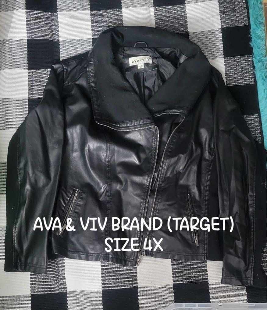 Ava & Viv Faux Leather Moto Jacket Size 4X