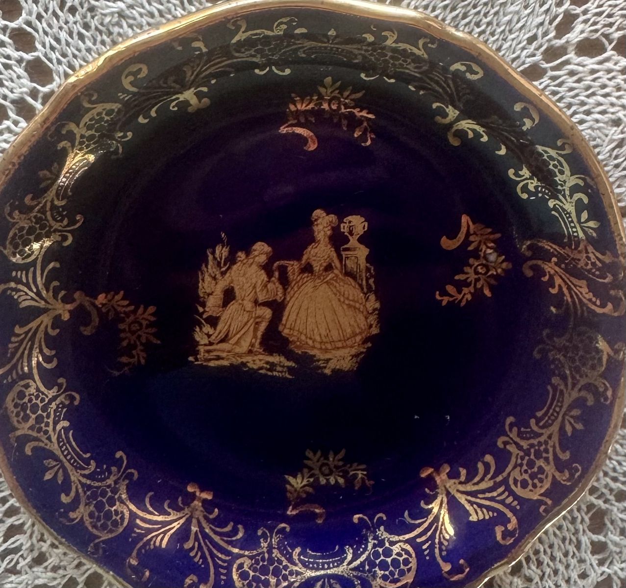Vintage Limoges Porcelaine d'Art Cobalt Blue & Gold Decorative Plate Made in France