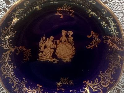 Vintage Limoges Porcelaine d'Art Cobalt Blue & Gold Decorative Plate Made in France
