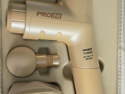 PRO-Fit Percussion Muscle Massager - Gold, Lightweight, 6 Speeds, 4 Attachments with Case