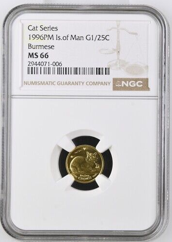 1996 Isle of Man 1/25 Oz (.9999) Gold NGC MS66