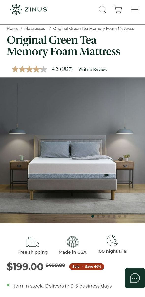 Zinus 8" Full Memory Foam Mattress