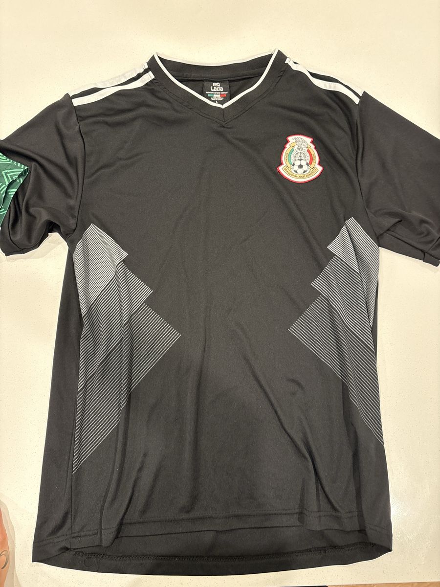 Lot of 2 Lada Men's Mexico Soccer Jerseys - Size L (Black & Green) & XL long sleeve 