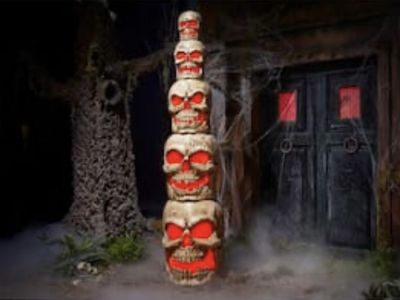Home Depot’s Home Accents Halloween Holiday 8ft Grave & Bones Giant-Sized LED Skull Stack