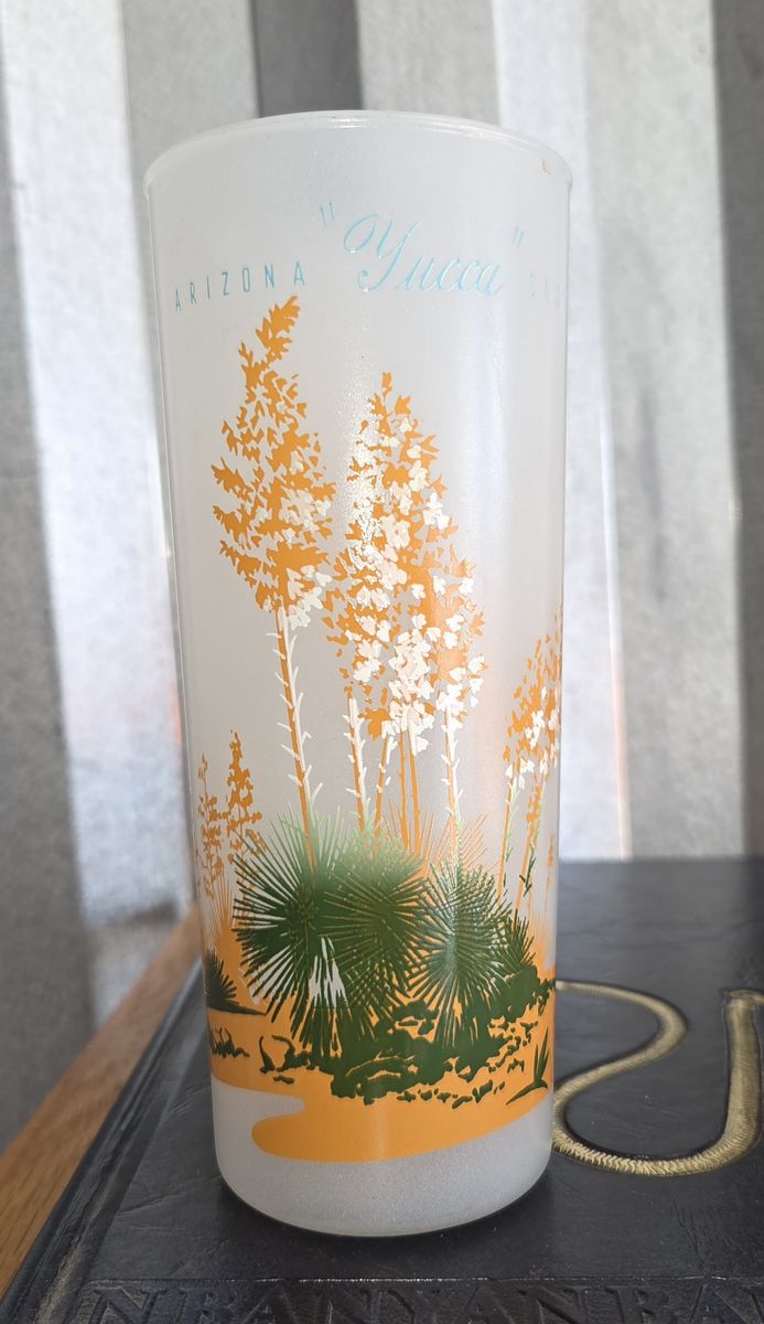 Pair of "Yucca" 1950s/1960s Blakely Oil & Gas "Arizona Cactus" frosted glasses