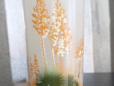 Pair of "Yucca" 1950s/1960s Blakely Oil & Gas "Arizona Cactus" frosted glasses