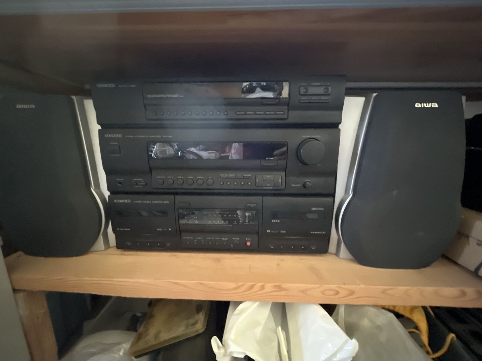 Vintage Kenwood sound system with speakers