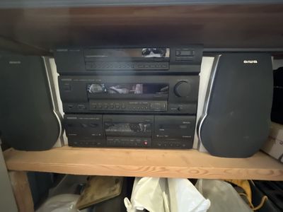 Vintage Kenwood sound system with speakers